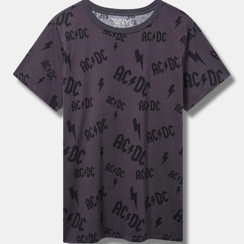 Torrid ACDC Classic Fit Cotton All Over Print Crew Tee  NEW